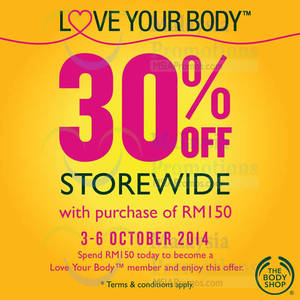 Featured image for The Body Shop 30% OFF Storewide SALE For Members 3 – 6 Oct 2014