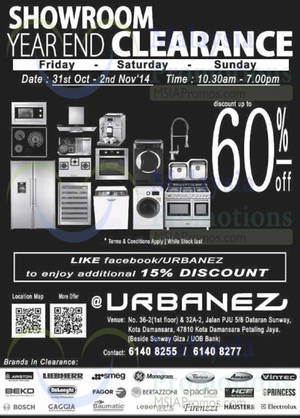 Featured image for (EXPIRED) Urbanez Up To 60% OFF Showroom Year-End Clearance SALE 31 Oct – 2 Nov 2014