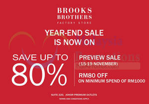 Featured image for Brooks Brothers Year-End Sale @ Johor Premium Outlets 15 – 19 Nov 2014