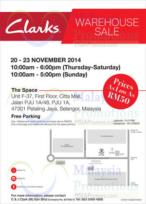 Featured image for Clarks Warehouse SALE @ Citta Mall 20 – 23 Nov 2014