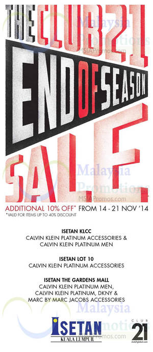 Featured image for (EXPIRED) Club 21 End of Season Sale @ Isetan 14 – 21 Nov 2014