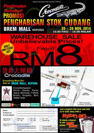 Featured image for (EXPIRED) Crocodile Warehouse Sale 20 – 29 Nov 2014