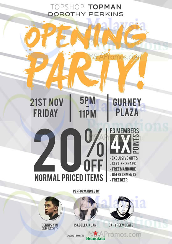 Featured image for Topman, Topshop & Dorothy Perkins Opening Specials @ Gurney Plaza 20 - 21 Nov 2014