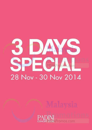 Featured image for Padini 3-Days Special Promotion 28 – 30 Nov 2014