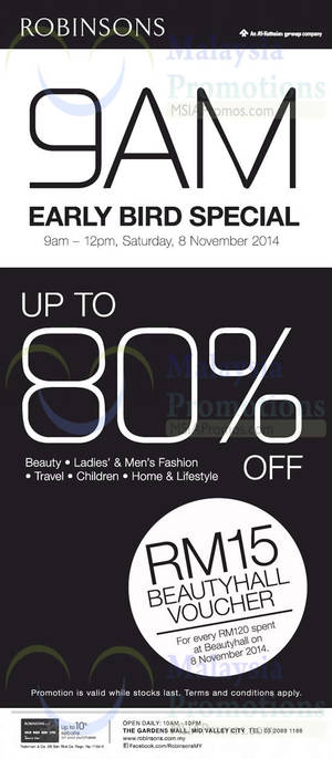 Featured image for (EXPIRED) Robinsons 9AM Early Bird Special 8 Nov 2014