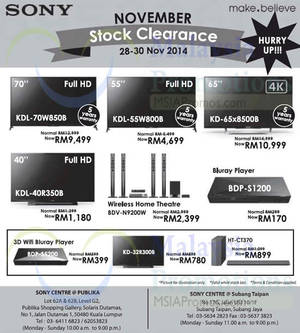 Featured image for Sony November Stock Clearance 28 – 30 Nov 2014