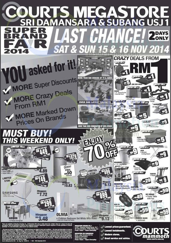 (Till 16 Nov) Megastore TVs, Digital Cameras, Hisense, Canon