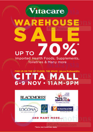 Featured image for (EXPIRED) Vitacare & Jean Perry Warehouse Sale @ Citta Mall 6 – 9 Nov 2014