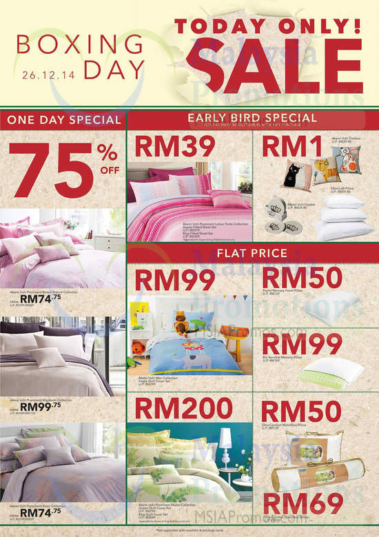 26 Dec Bedding Offers One Day Special 75 Percent Off, Early Bird Specials, Flat Price