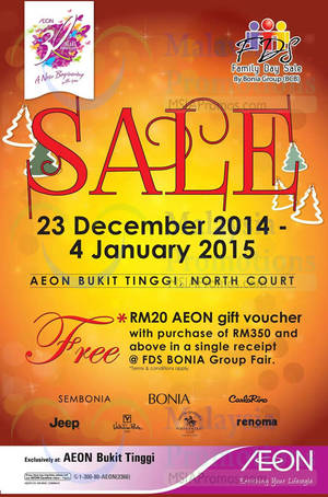 Featured image for (EXPIRED) Bonia Sale @ AEON Bukit Tinggi 23 Dec 2014 – 4 Jan 2015