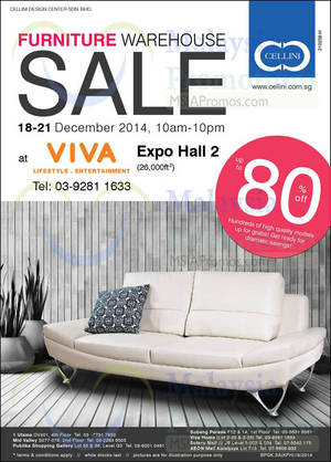 Featured image for (EXPIRED) Cellini Furniture Warehouse Sale @ Viva Home 18 – 21 Dec 2014