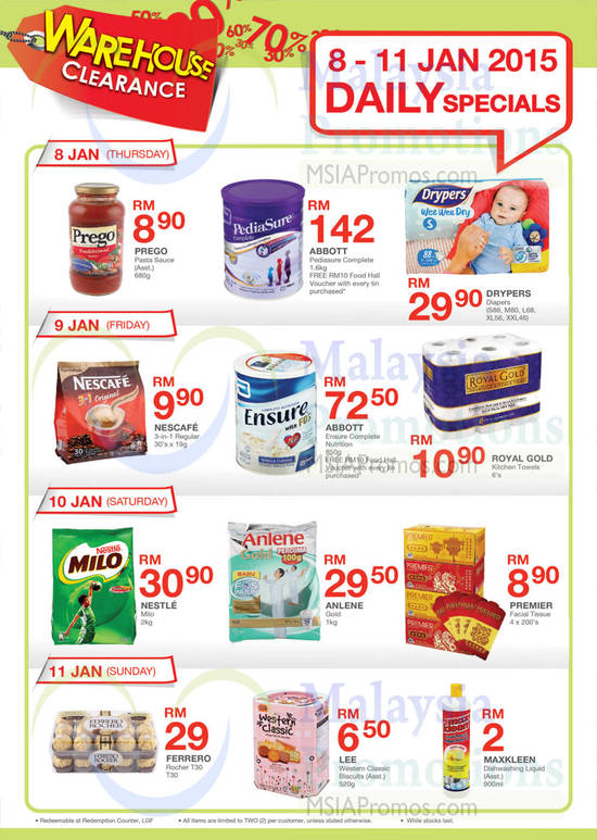 Daily Specials Groceries 8 January to 11 January