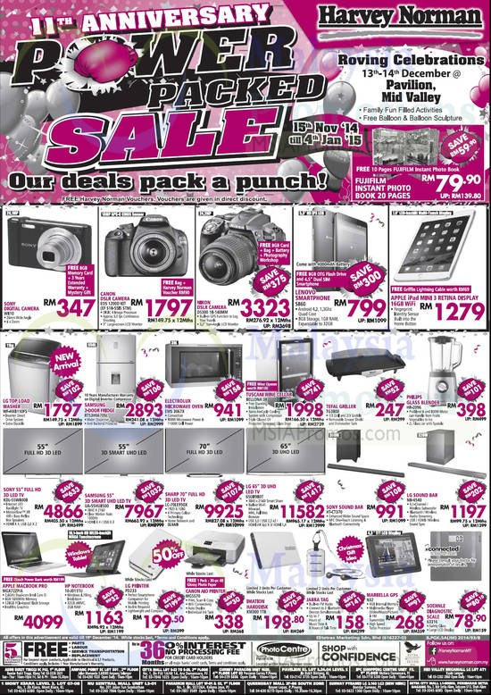 Digital Cameras, DSLRs, Washers, Fridges, TVs, Sound Bars, Printers, Sony, Canon, Nikon, Lenovo, Apple, LG, Samsung, Sharp