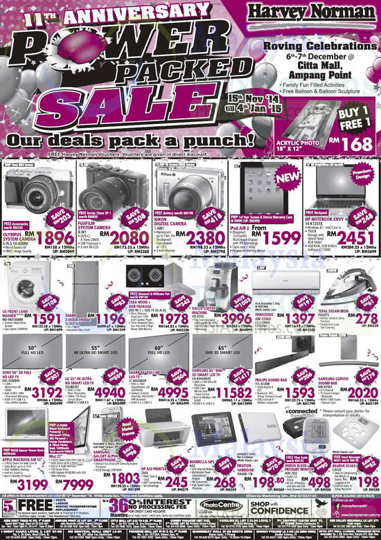 Digital Cameras, TVs, Washers, Fridges, LG, Sharp, Panasonic, Tefal