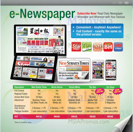 E Newspaper Subscriptions