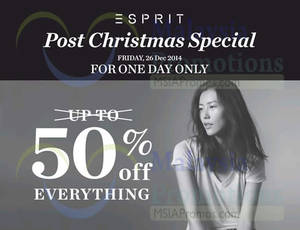 Featured image for Esprit 50% OFF Storewide 1-Day Promo 26 Dec 2014