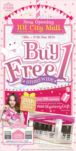 Featured image for (EXPIRED) Etude House Buy 1 FREE 1 IOI City Mall Opening Promo 19 – 21 Dec 2014