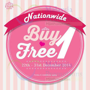 Featured image for Etude House Buy 1 Get 1 FREE Promo @ Nationwide 22 – 31 Dec 2014
