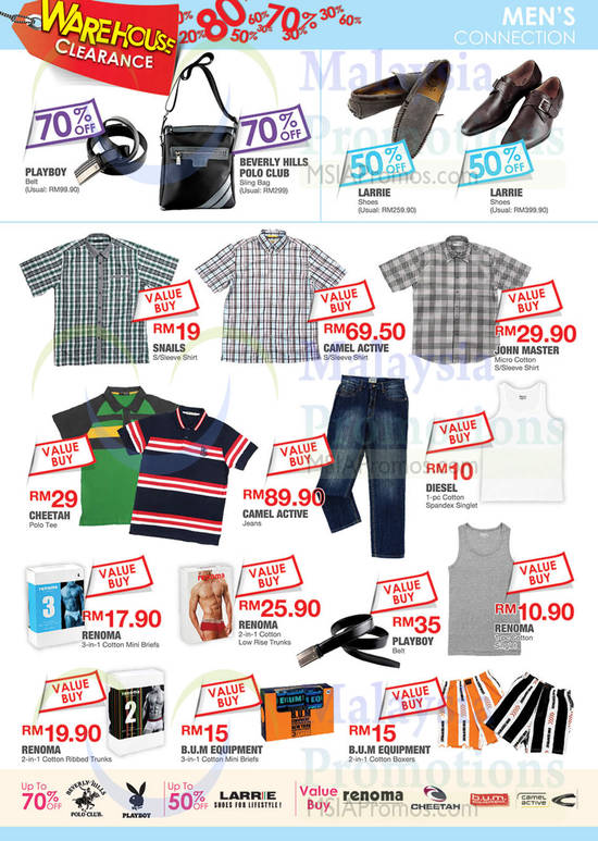 Mens Connection Shirts, Polo Tees, Singlets, Jeans, Briefs, Boxers, Trucks, Belt