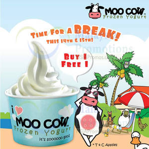Featured image for Moo Cow Frozen Yogurt Buy 1 FREE 1 Promo 14 – 15 Dec 2014