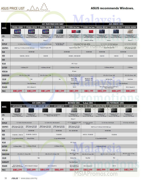 Notebooks Transformer Book Family, Zenbook, Gaming, Multimedia, VivoBook, Performance Series