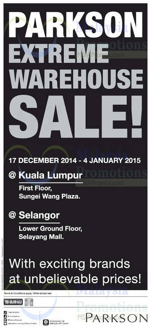 Featured image for (EXPIRED) Parkson Extreme Warehouse Sale @ Sungei Wang Plaza & Selayang Mall 17 Dec 2014 – 4 Jan 2015