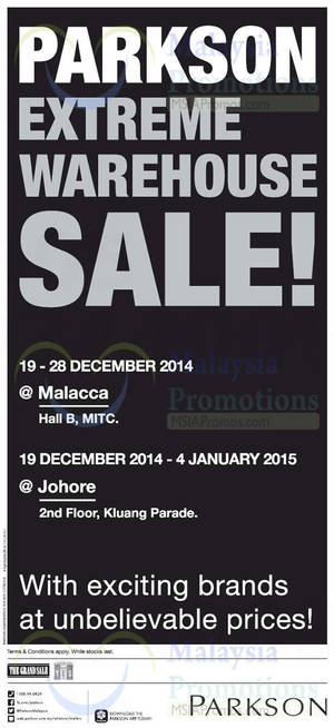 Featured image for Parkson Extreme Warehouse Sale @ MITC Malacca 19 – 28 Dec 2014