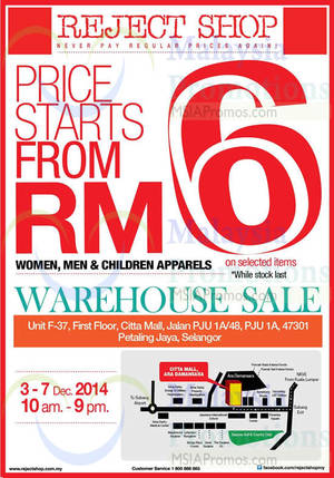 Featured image for (EXPIRED) Reject Shop Warehouse Sale @ Citta Mall 3 – 7 Dec 2014