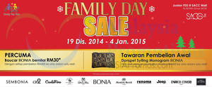 Featured image for Bonia Family Day Sale @ SACC Mall 19 Dec 2014 – 4 Jan 2015