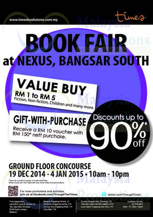 Featured image for Times Bookstores Up To 90% Off Sale @ Nexus, Bangsar South 19 Dec 2014 – 4 Jan 2015