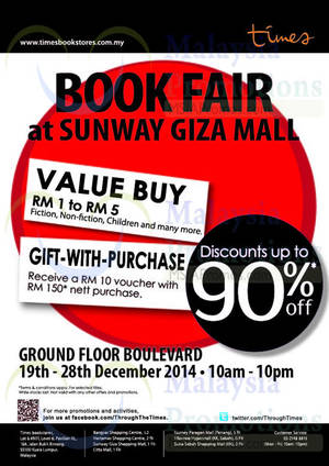 Featured image for Times Bookstores Up To 90% Off Sale @ Sunway Giza Mall 19 – 28 Dec 2014