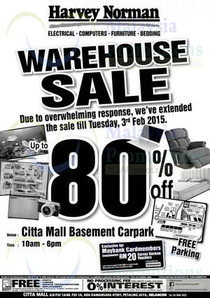 Featured image for Harvey Norman Warehouse Sale @ Citta Mall 30 Jan – 3 Feb 2015