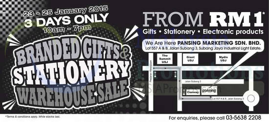 Branded Gifts n Stationery Warehouse Sale 16 Jan 2015