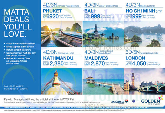 14 Mar Malaysia Airlines Golden Holidays Packages