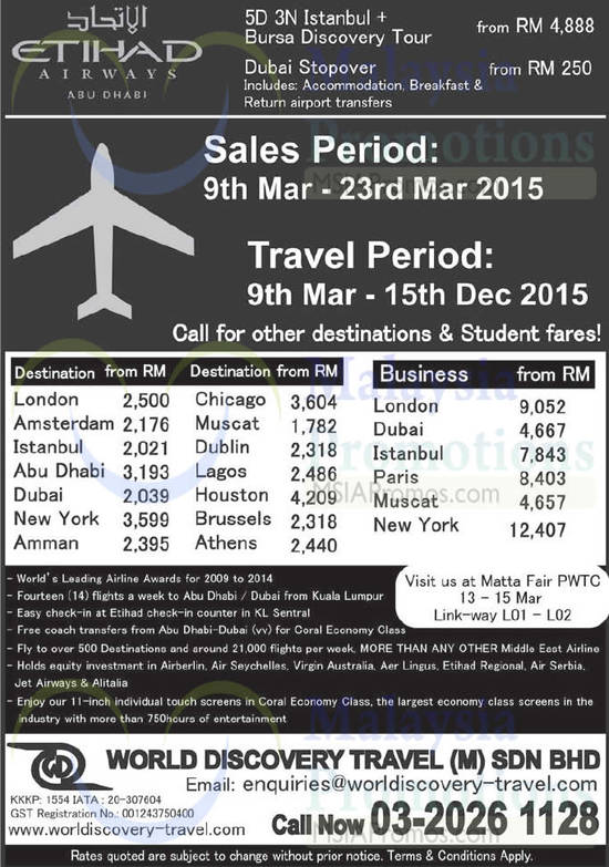 9 Mar World Discovery Travel Etihad Airways Airfares