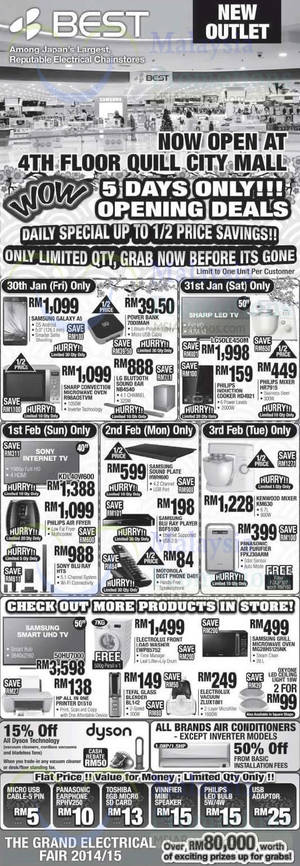 Featured image for (EXPIRED) Best Denki New Outlet Opening Promotions @ Quill City 30 Jan – 3 Feb 2015