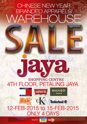 Featured image for (EXPIRED) Big Brand Fashion Branded Apparel Warehouse Sale @ Jaya Shopping Centre 12 – 15 Feb 2015