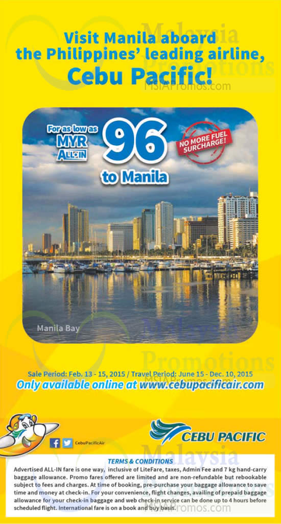 Cebu Pacific Air RM96 (all-in) Manila Promo Fares 13 - 15 ...