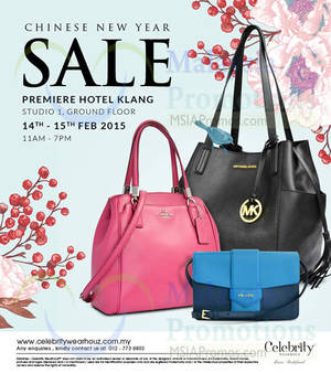Featured image for (EXPIRED) Celebrity Wearhouz Designer Handbags Sale @ Premiere Hotel Klang 14 – 15 Feb 2015