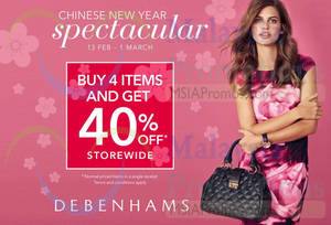 Featured image for (EXPIRED) Debenhams 40% Off CNY Promotion 13 Feb – 1 Mar 2015