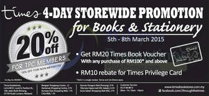 Featured image for Times Bookstore 15% Off Storewide Promotion 5 – 8 Mar 2015
