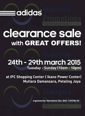 Featured image for (EXPIRED) Adidas Clearance Sale @ IPC Petaling Jaya 24 – 29 Mar 2015