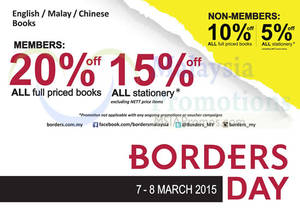 Featured image for Borders Up To 10% Off Promotion 7 – 8 Mar 2015