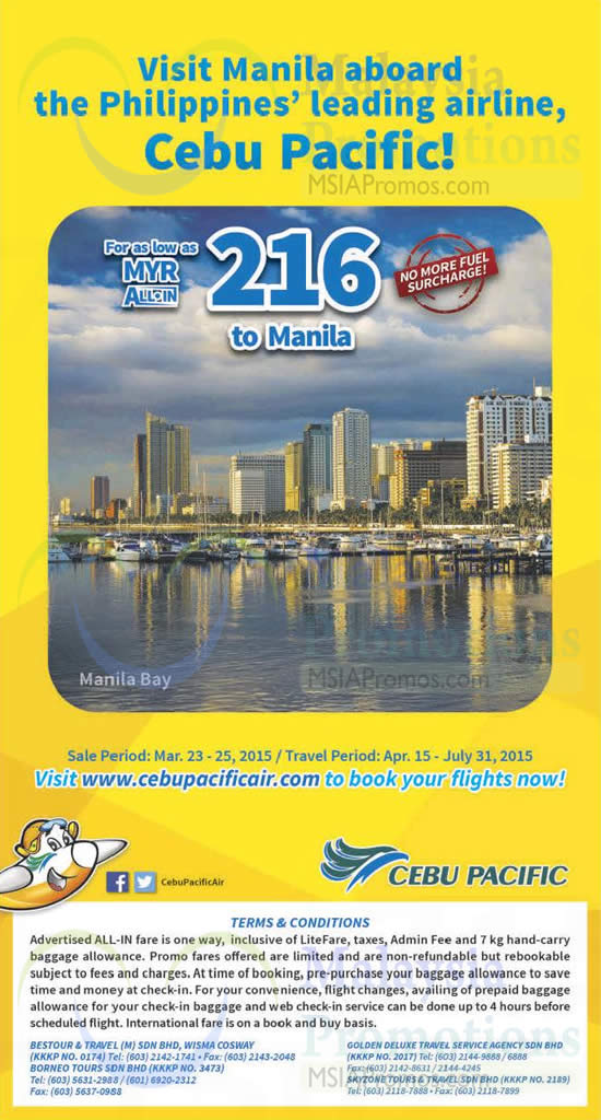 Cebu Pacific Air RM216 (all-in) Manila Promo Fares 23 - 25 ...