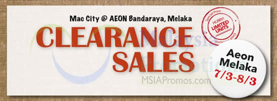 Featured image for Mac City Apple Products Clearance Sale @ AEON Bandaraya Melaka 7 - 8 Mar 2015