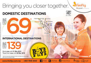 Featured image for Firefly From RM69 Domestic & International Promo Fares 25 – 31 Mar 2015