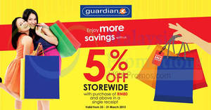 Featured image for (EXPIRED) Guardian 5% Off Storewide 25 – 31 Mar 2015