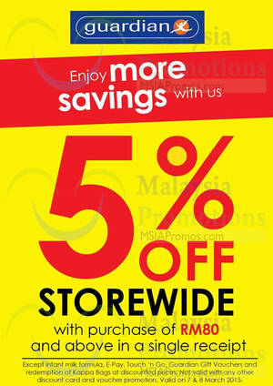 Featured image for (EXPIRED) Guardian 5% Off Storewide 7 – 8 Mar 2015