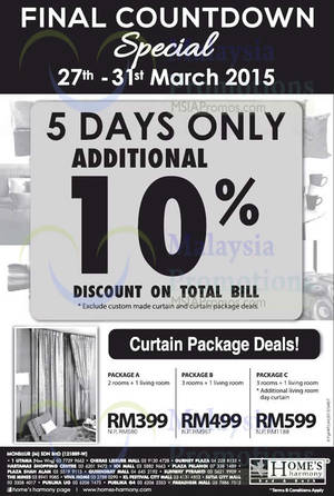 Featured image for (EXPIRED) Home’s Harmony Curtains 10% OFF Final Countdown Special 27 – 31 Mar 2015