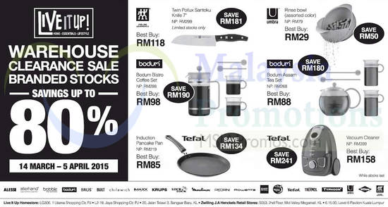 Live it up Warehouse Clearance 13 Mar 2015